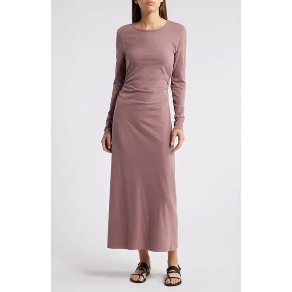 Xirena Wiley T-Shirt Long Sleeve Maxi Dress In Dusty Rose Pink MEDIUM - Picture 2 of 8